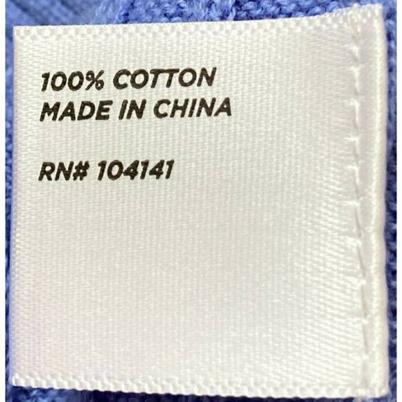 100% Cotton Lady Hagen Impressionist Blue Persian Cable-Knit Quarter-Zip Size L - Picture 7 of 8